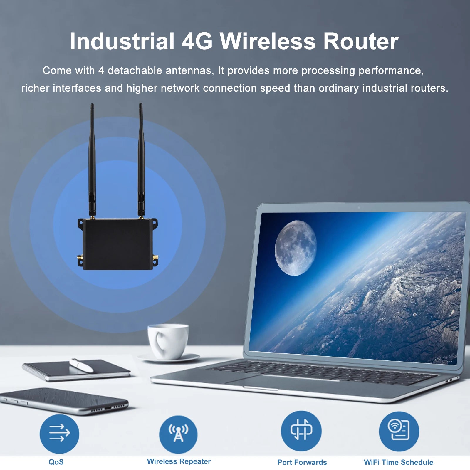 KuWFi 4G LTE Router 300Mbps mit Antennen