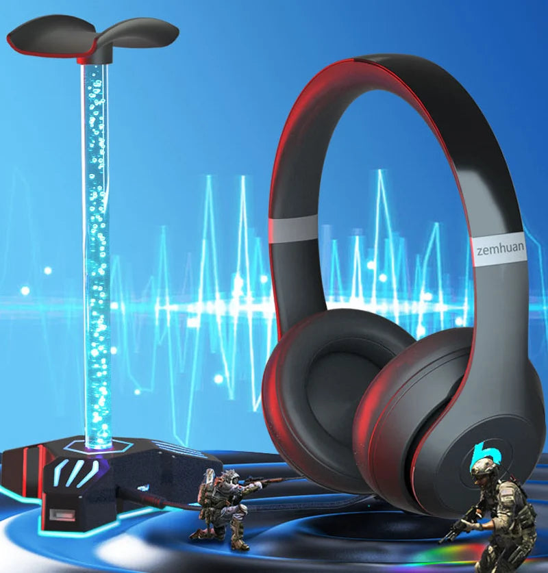 RGB LED headphone stand with USB hub and AUX port