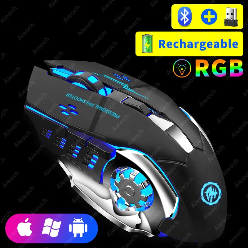 Mechanische Gaming-Maus kabellos 2000 DPI mit RGB
