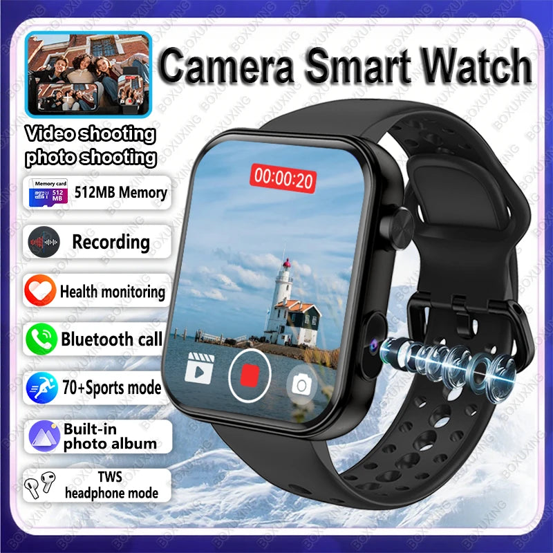 Smartwatch 2025 mit Kamera, Fitness & Anruf-Funktion