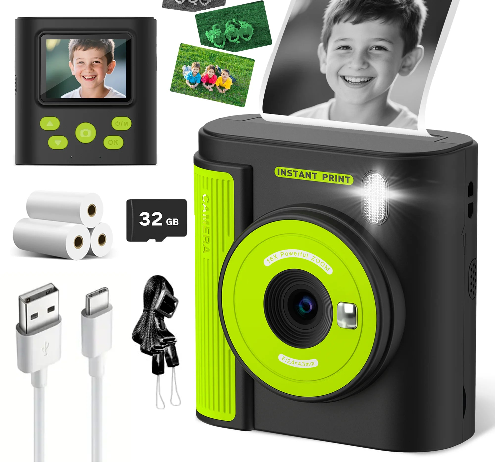 Kinder-Druckkamera 1080P HD mit Druckpapier & 32 GB