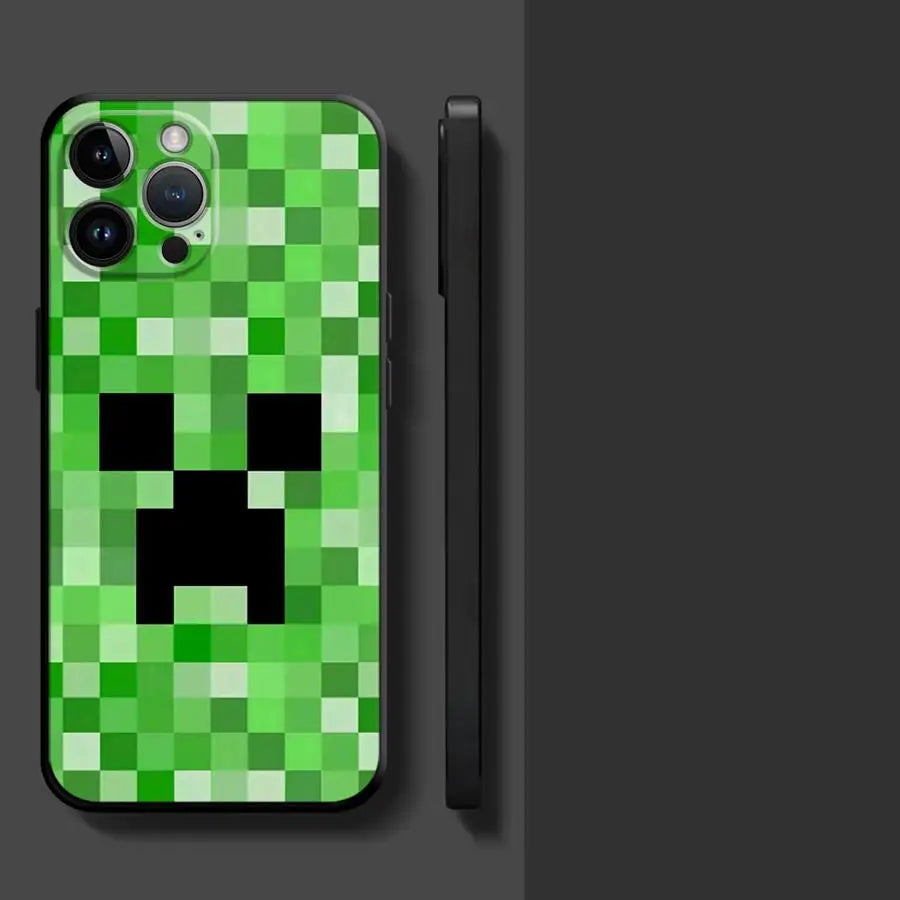 Grüne Pixel-Monster-Hülle für iPhone