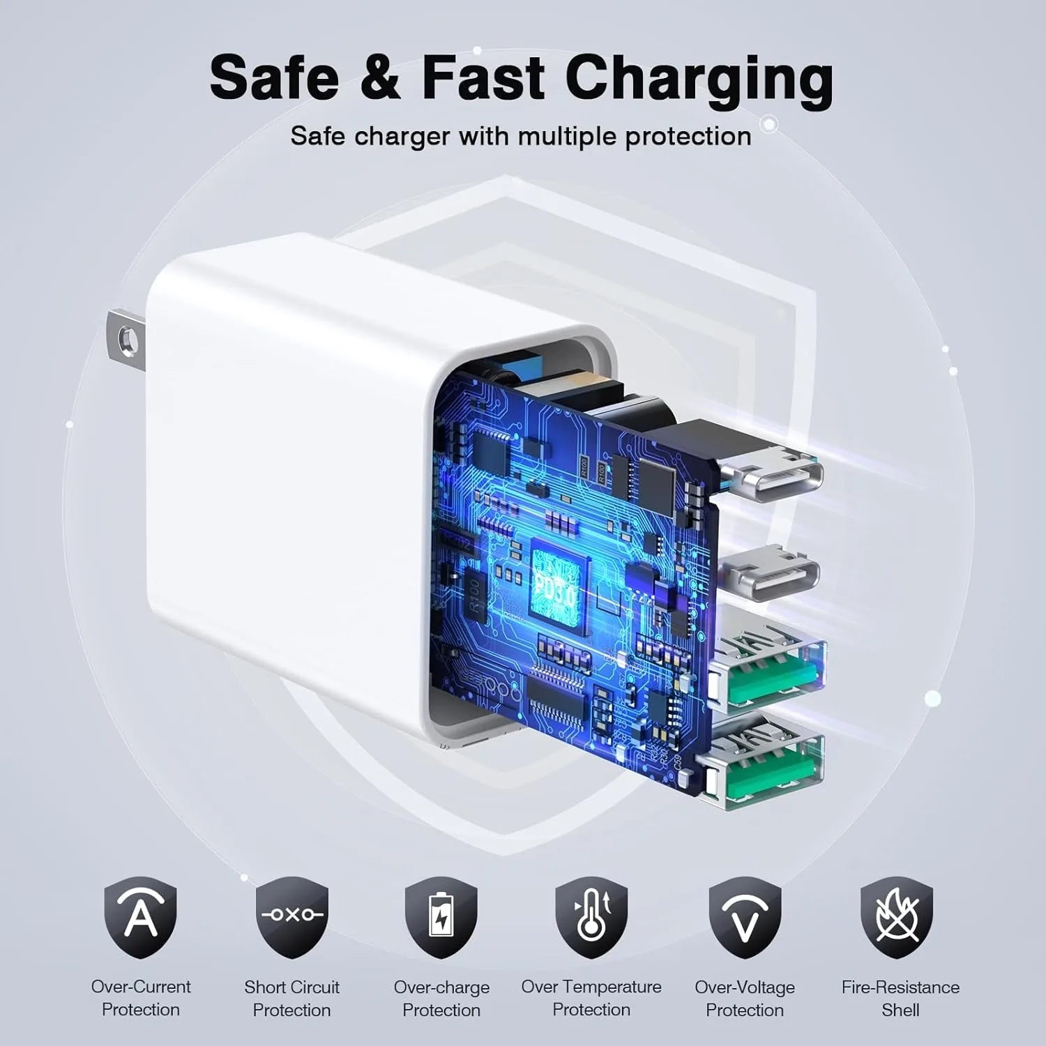 2er-Pack 40W Wandladegerät mit 4 Ports