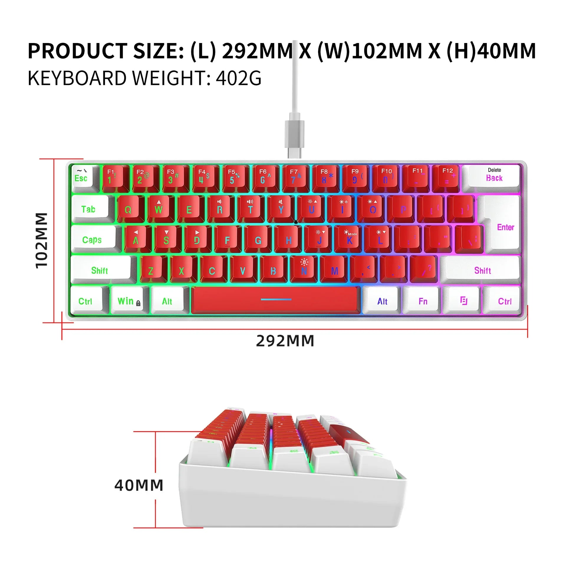 Rosa 60% Mini Gaming Tastatur