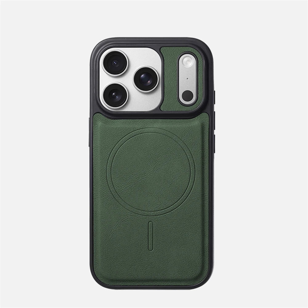 Magnetische Leder iPhone Hülle im Business Design – Stoßfest, Magsafe kompatibel & Kabelloses Laden