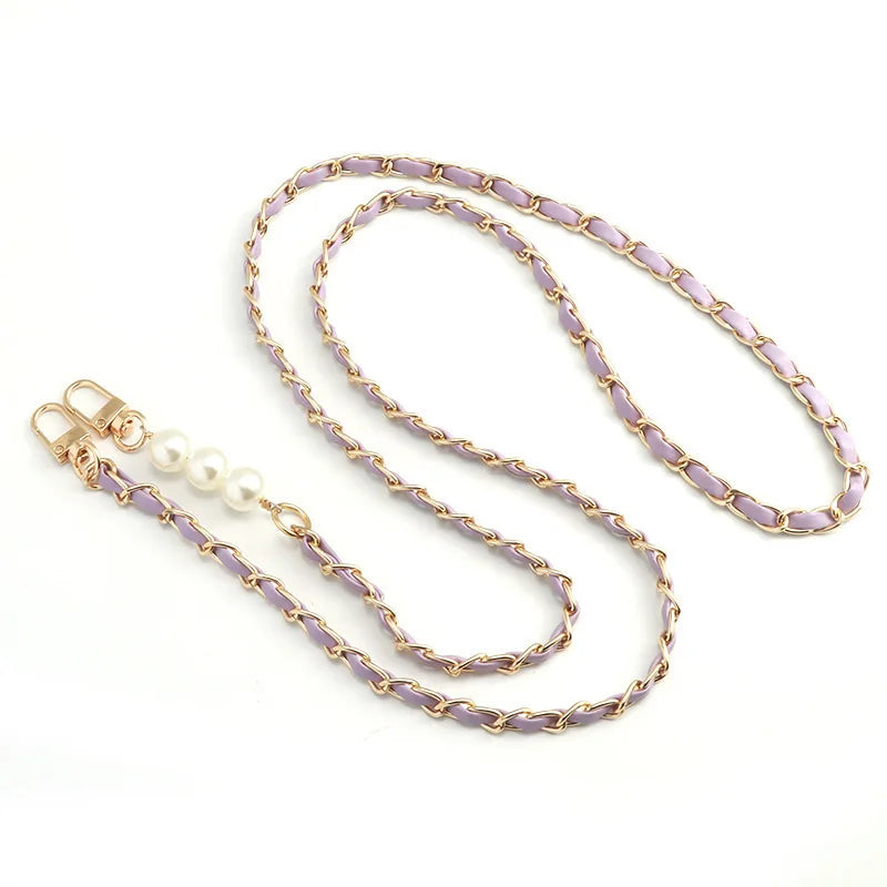 Damen Leder Lanyard mit Perlen & Metallkette