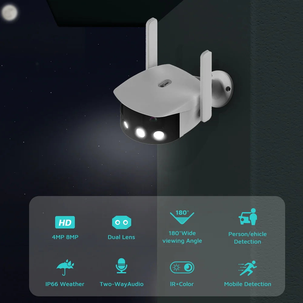 8MP 4K Dual-Lens Ultraweitwinkel IP Kamera mit AI