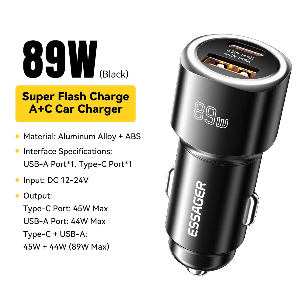 Essager 89W USB-C Autoladegerät 2 Ports
