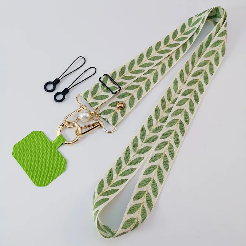 Verstellbares Blatt-Handy-Lanyard mit Perlen