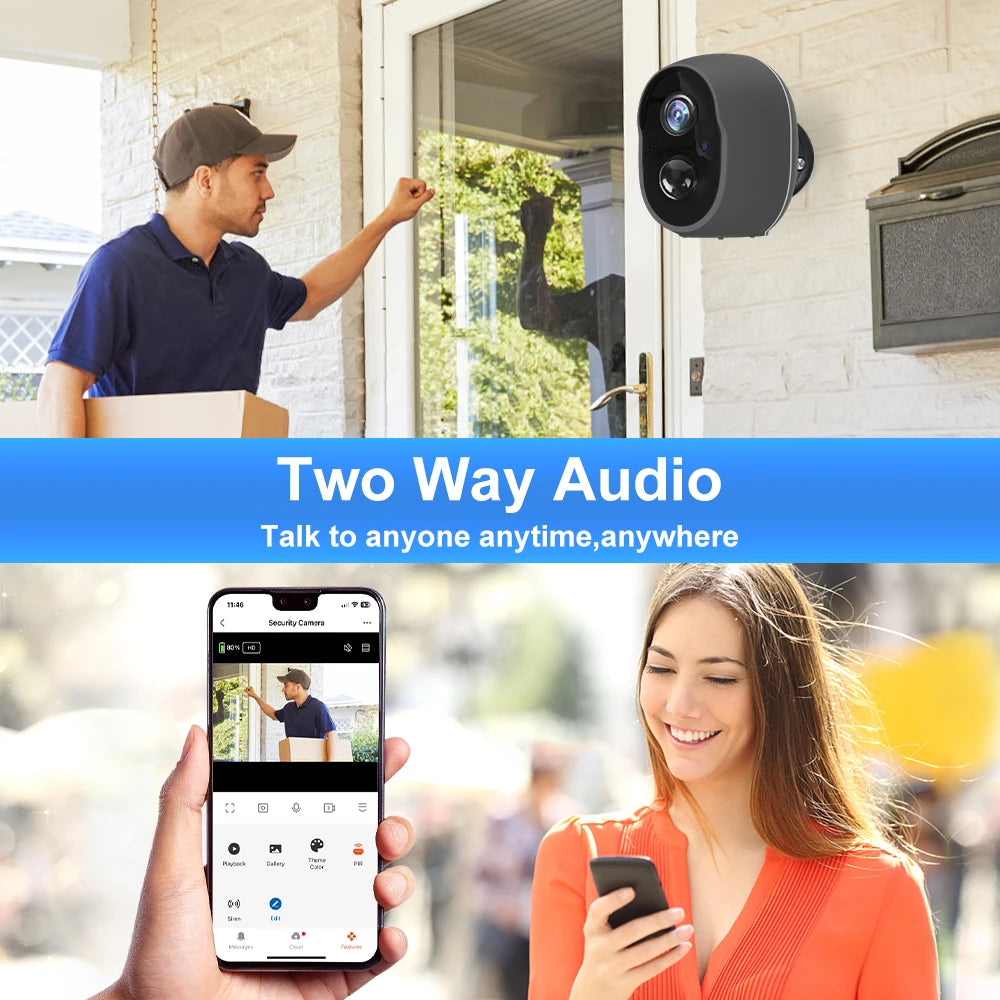 3MP WLAN Akku Kamera IP65 mit PIR & Sirene Outdoor