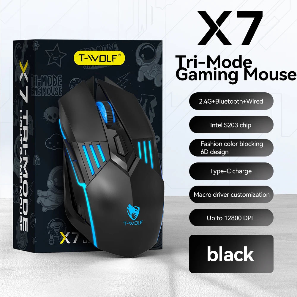RGB Gaming-Maus 6D, Bluetooth, 2,4G, kabelgebunden