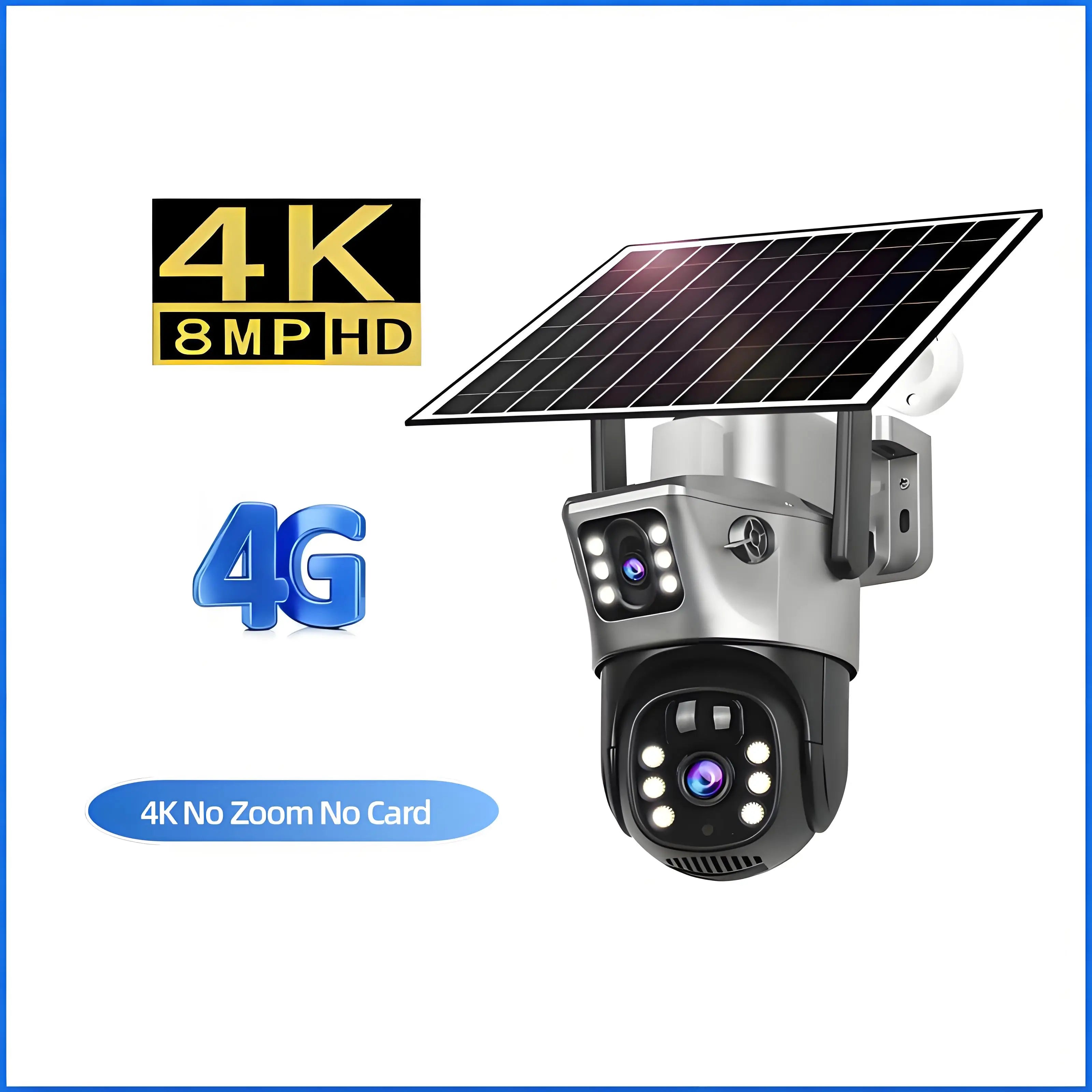 Solar Outdoor Camera 12MP 6K 4G SIM 10X Zoom PTZ