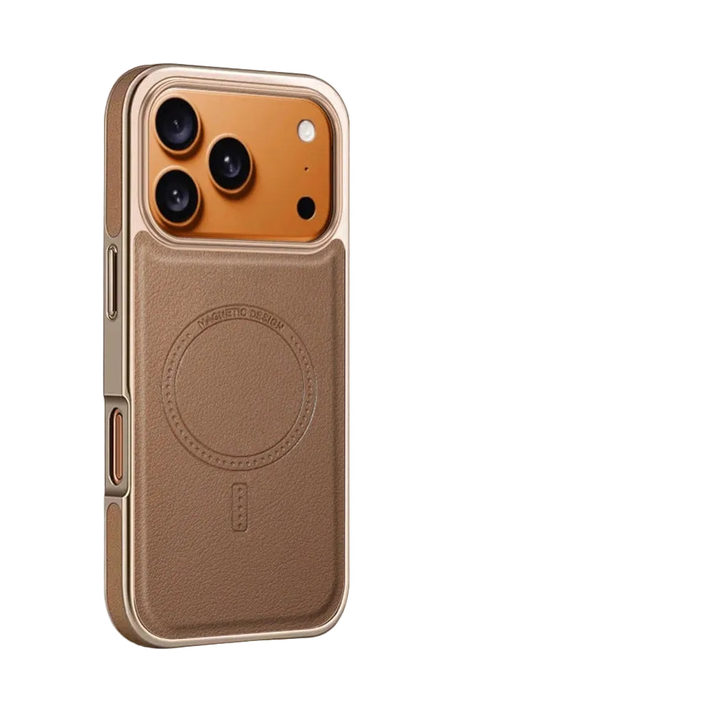 Luxus Plating Rahmen PU Leder Magnetische Hülle für iPhone 17