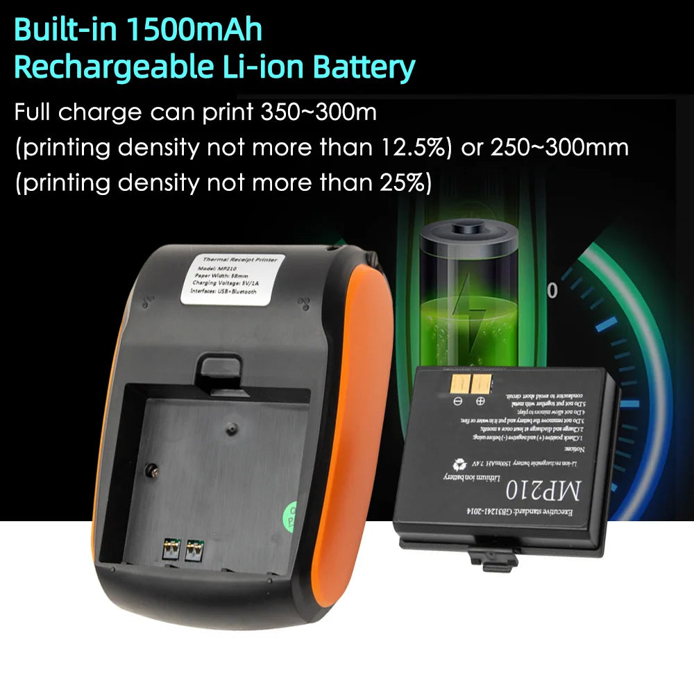 Mobiler 58mm Thermo-Belegdrucker Bluetooth & USB
