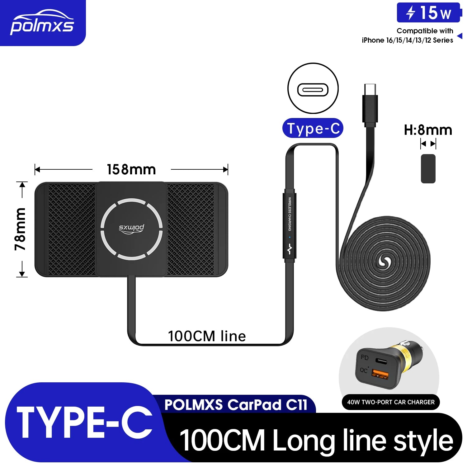 Magnetic Wireless Car Charging Pad for iPhone