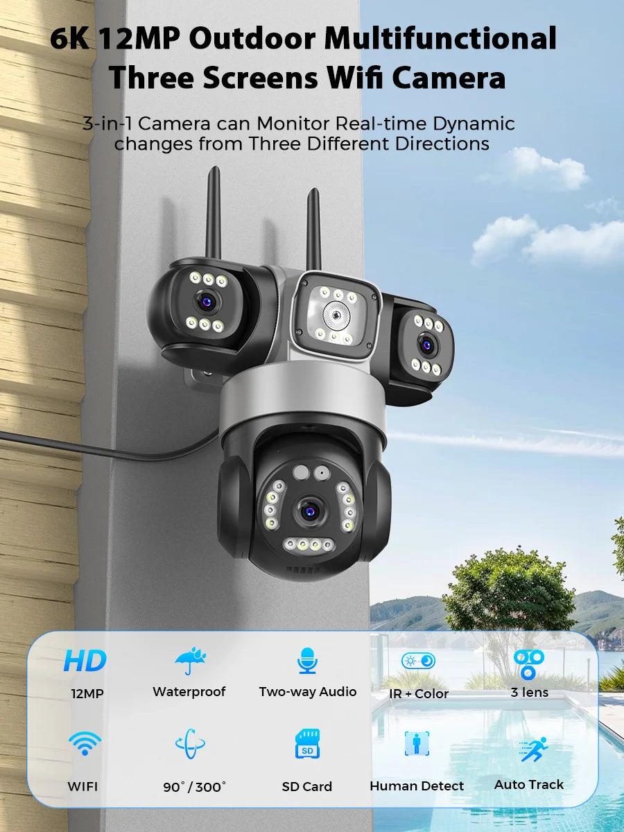 6K 12MP WiFi IP Kamera Outdoor mit AI Menschenerkennung