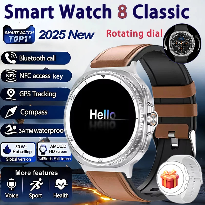 Elegante Uhr 8 Smartwatch 1,43" AMOLED GPS NFC 2025