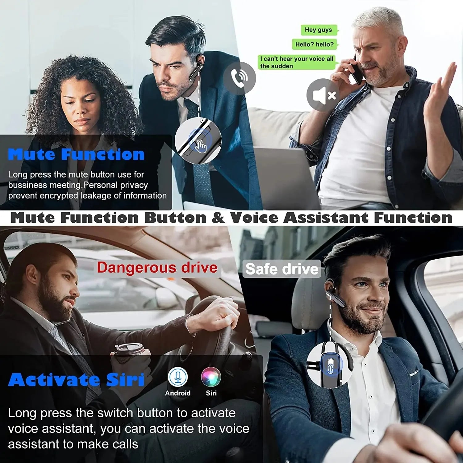 Drahtlose Bluetooth Kopfhörer mit Mikrofon und ENC