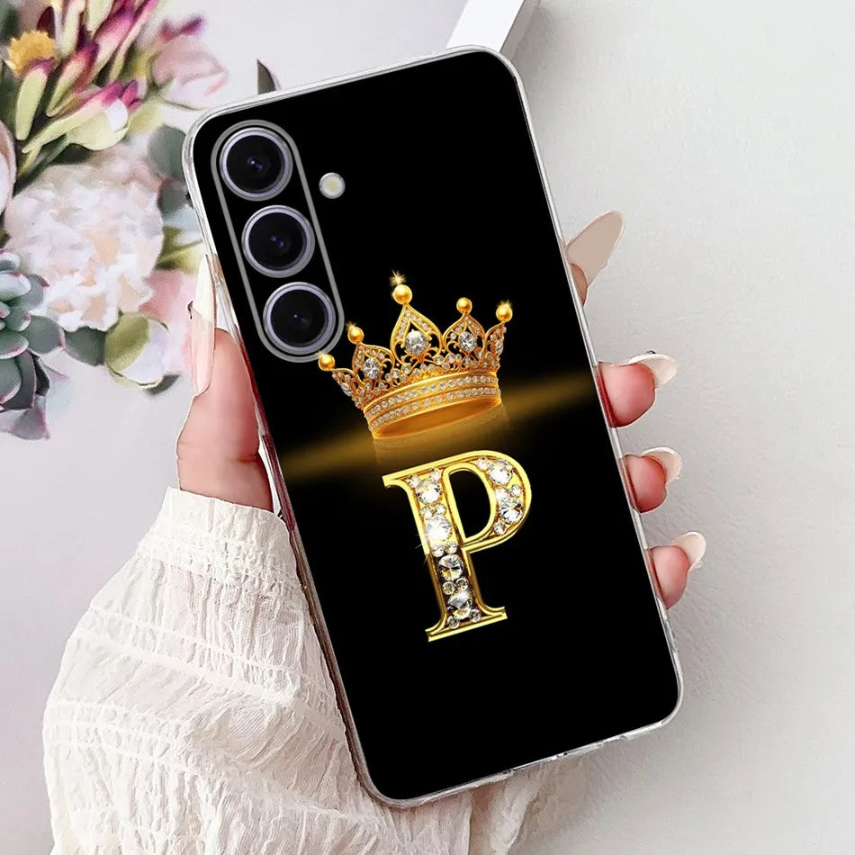 Galaxy S24 FE Case Crown & Letter Design Silicone
