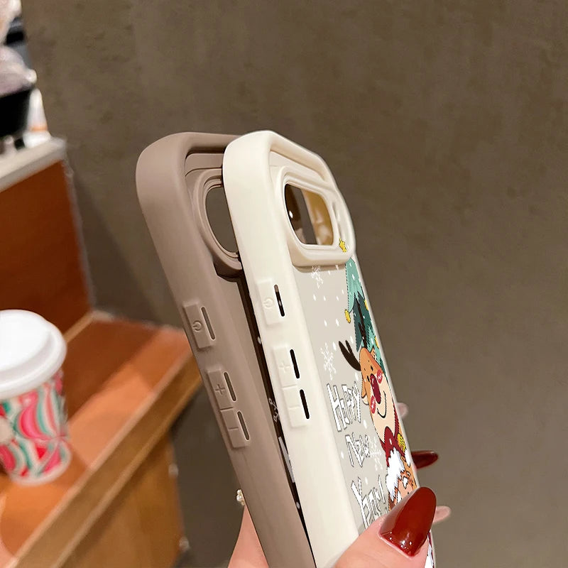 Weihnachts Silikonhülle für Google Pixel 7 und 8 stoßfest flexibel mit Schneemann und Elchdesign robuster Schutz für Winter und Alltag