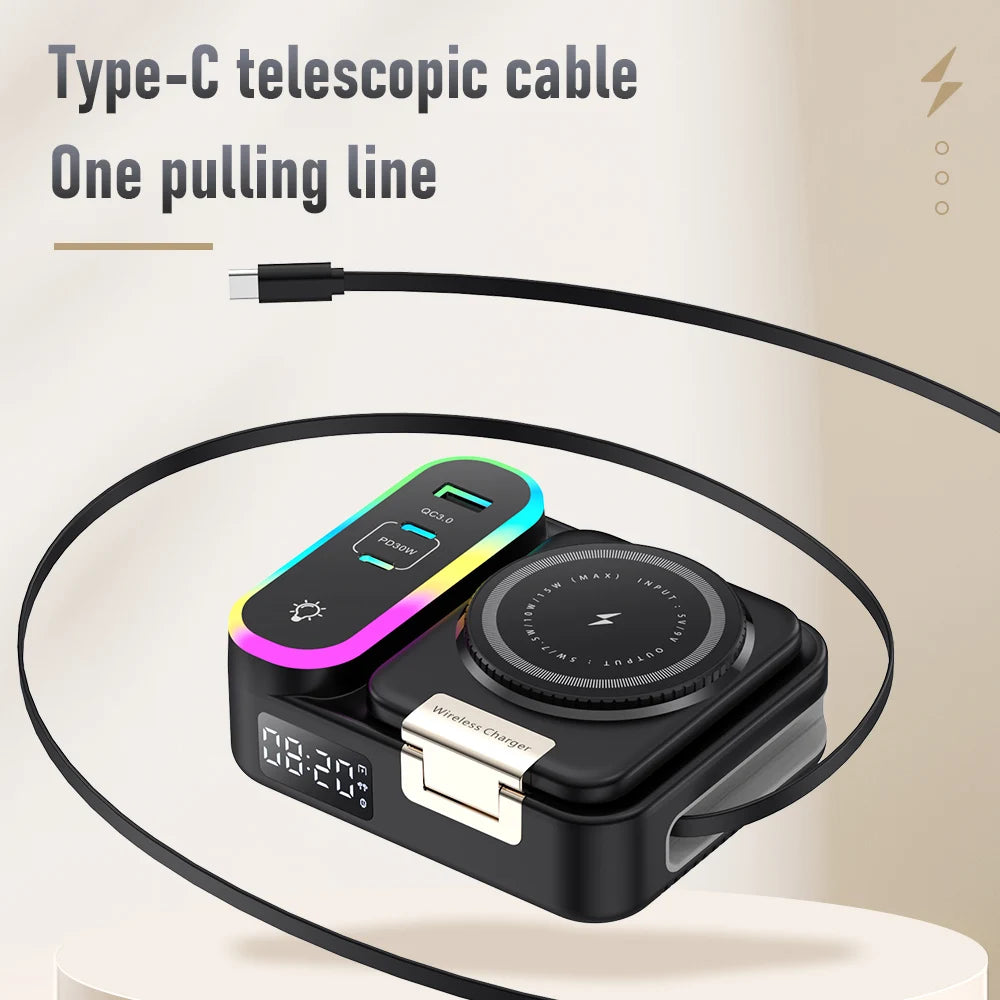 8-in-1 Magnetisches Magsafe Ladegerät mit Typ-C-Kabel