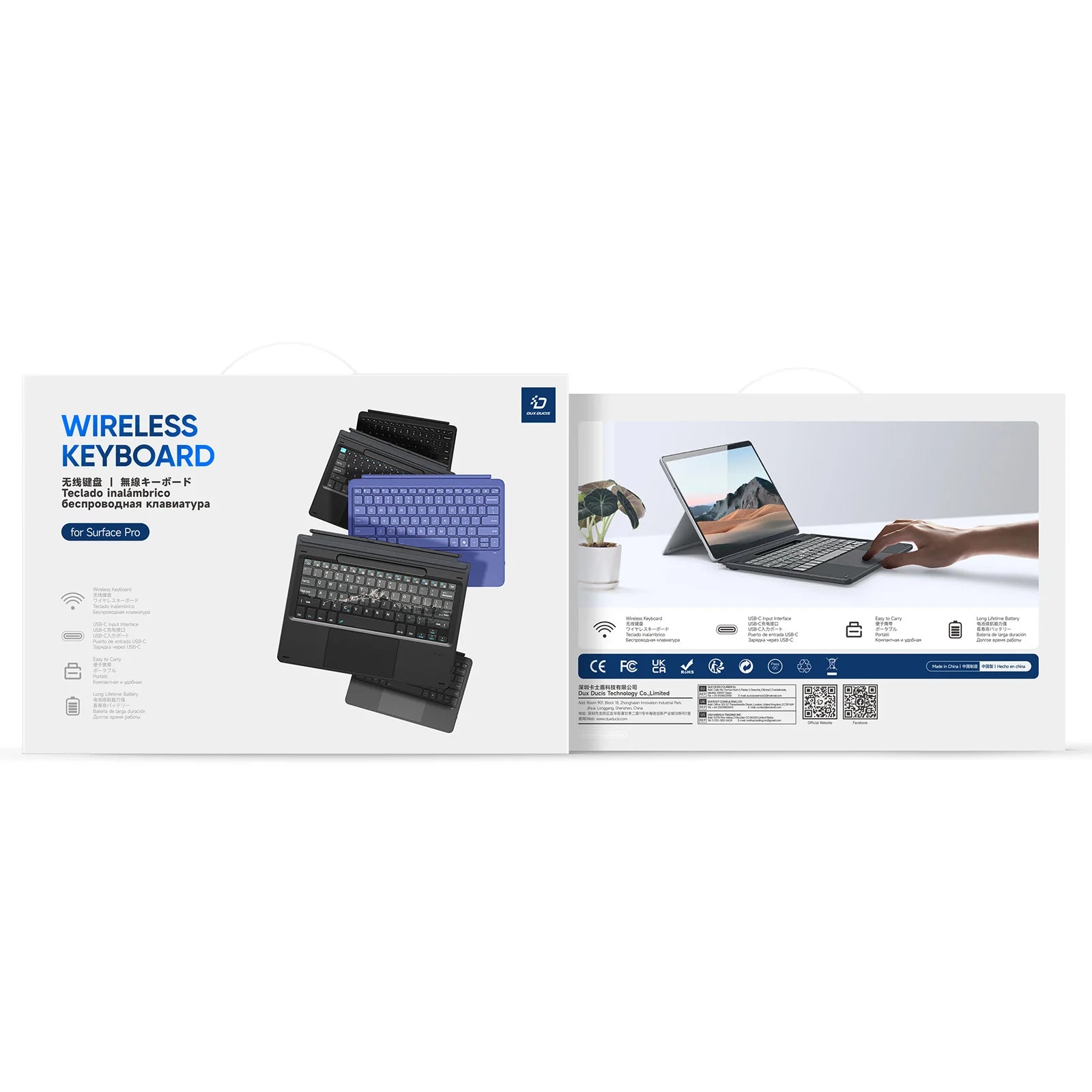 UltraSlim Bluetooth Tastatur mit Touchpad für Surface Pro