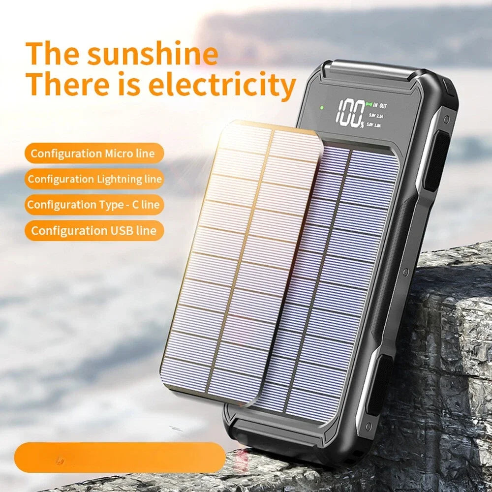 Solar Power Bank 20000mAh 4-port USB Charger