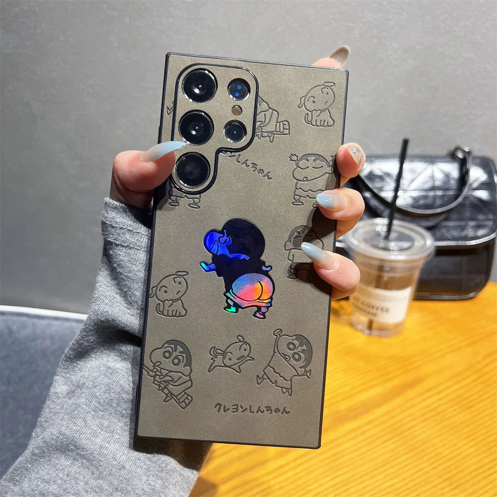 Leder Hülle für Samsung S23 S24 S25 Cartoon Astronaut