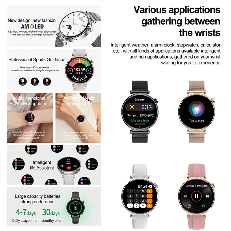 Elegante Damen Smartwatch GPS NFC Fullscreen 2025