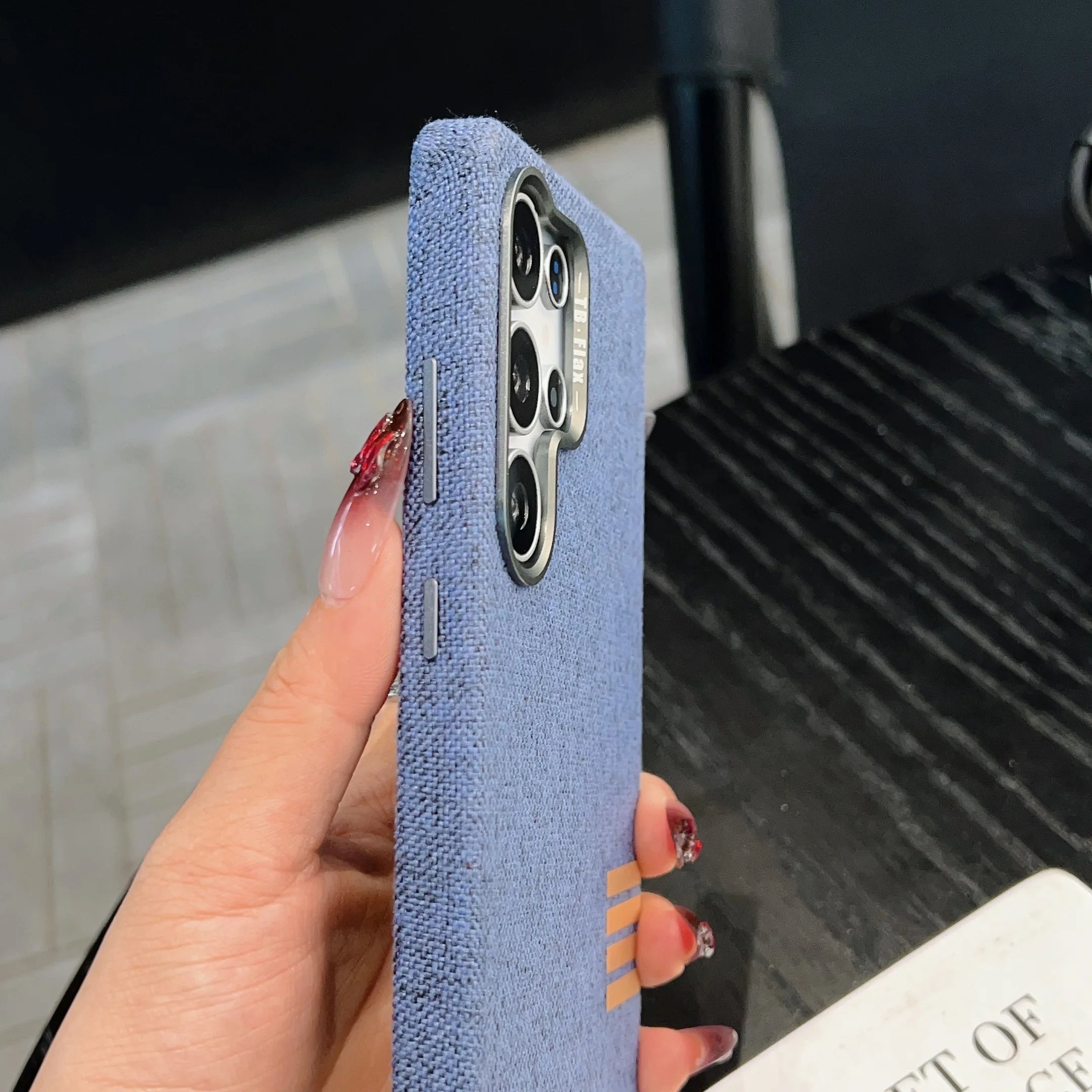 Luxus Leinen Magnet Hülle für Samsung S25