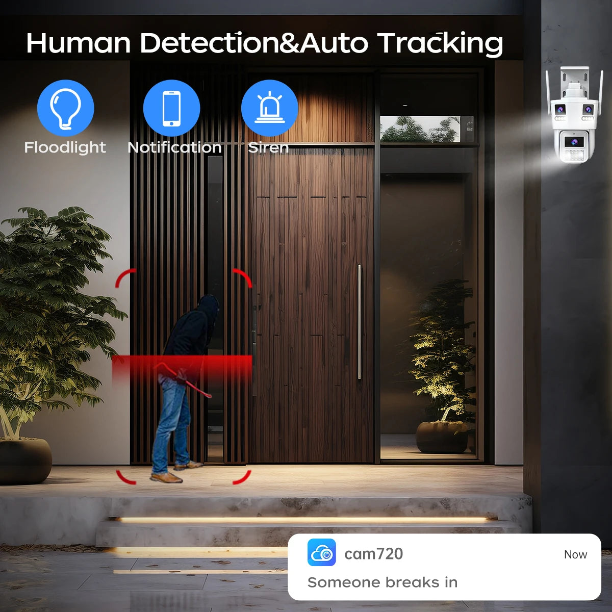 6K HD PTZ IP Camera, Triple Lens, Outdoor, 5G WiFi