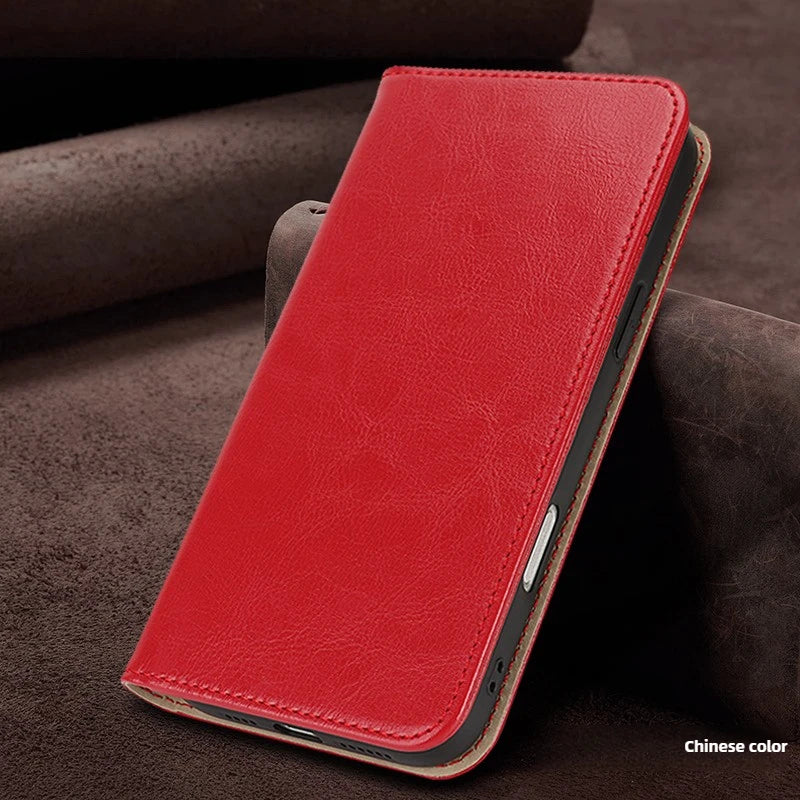 Echtleder Flip Case für iPhone 17 Pro Max mit Stand