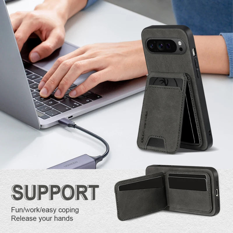 Pixel case with card slot & leather look