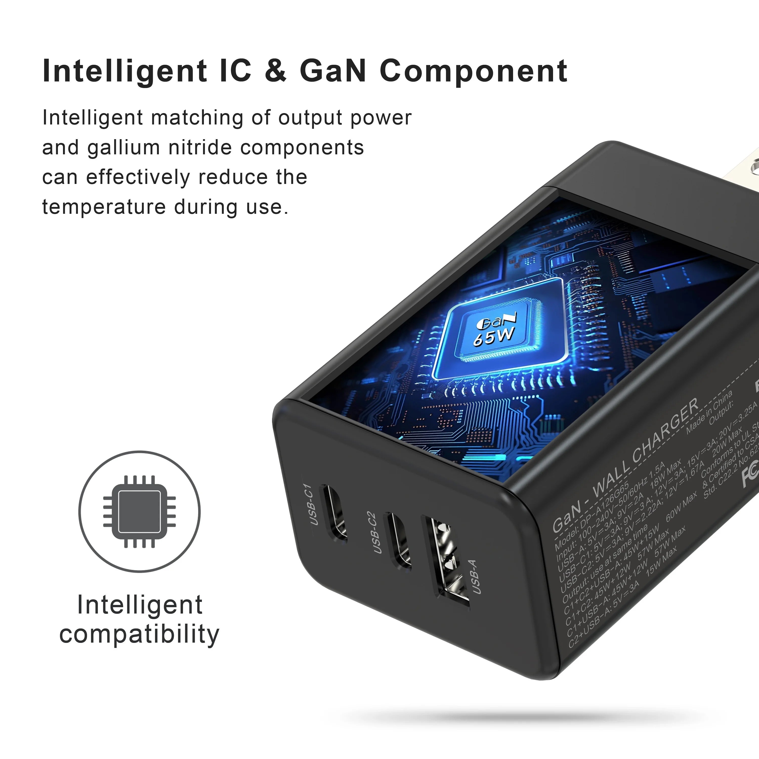 Ladegerät 65W USB C+A Adapter