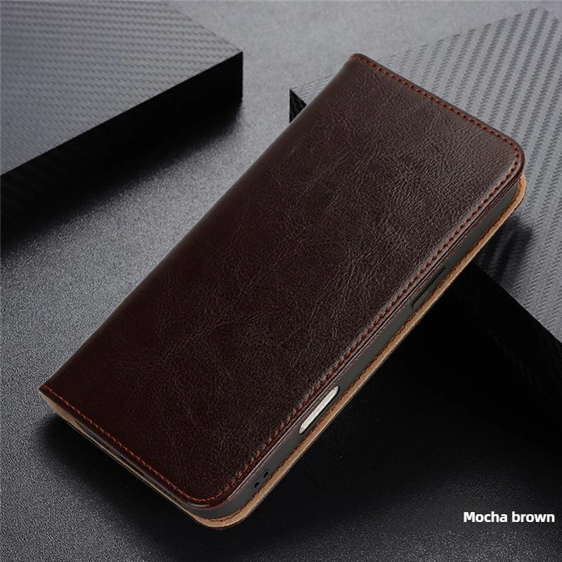 Echtleder Flip Case für iPhone 17 Pro Max mit Stand