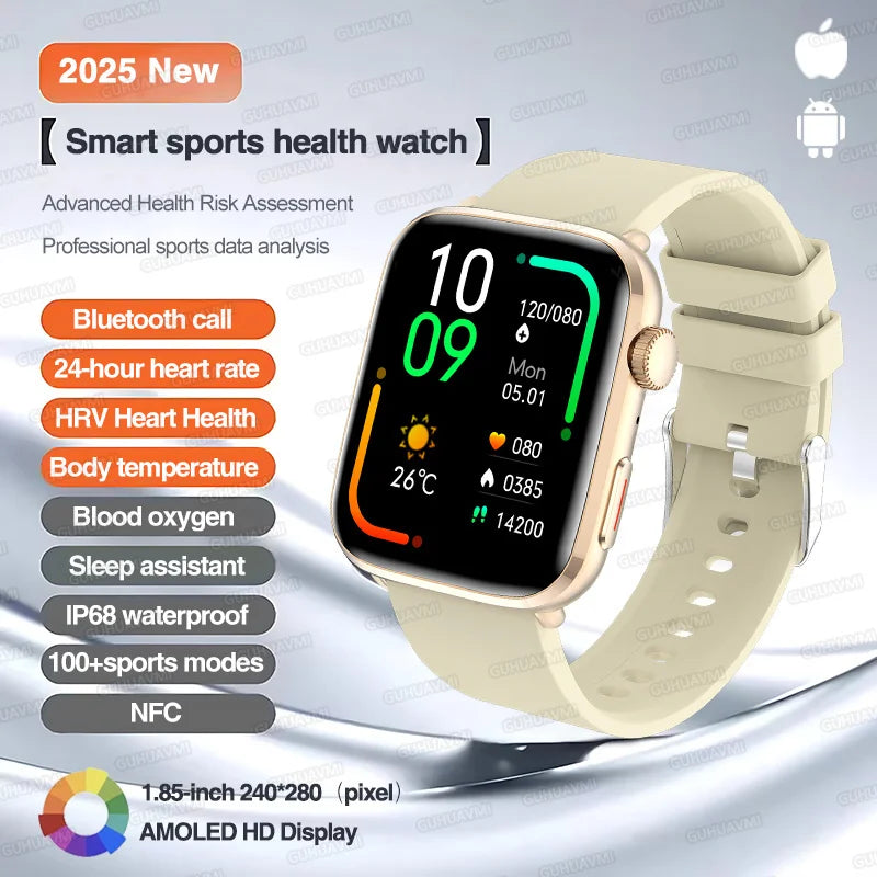 Klassische Smartwatch 2025 Herren Damen GPS NFC AMOLED