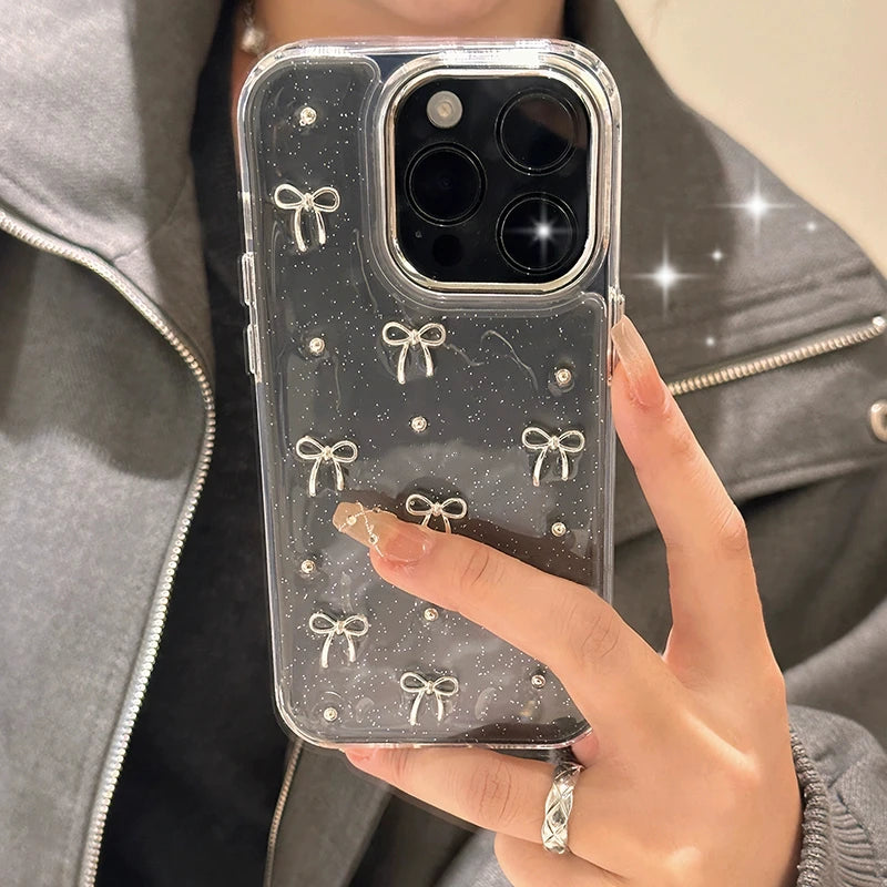 Koreanische Glitzer Bow Handyhülle für iPhone 17