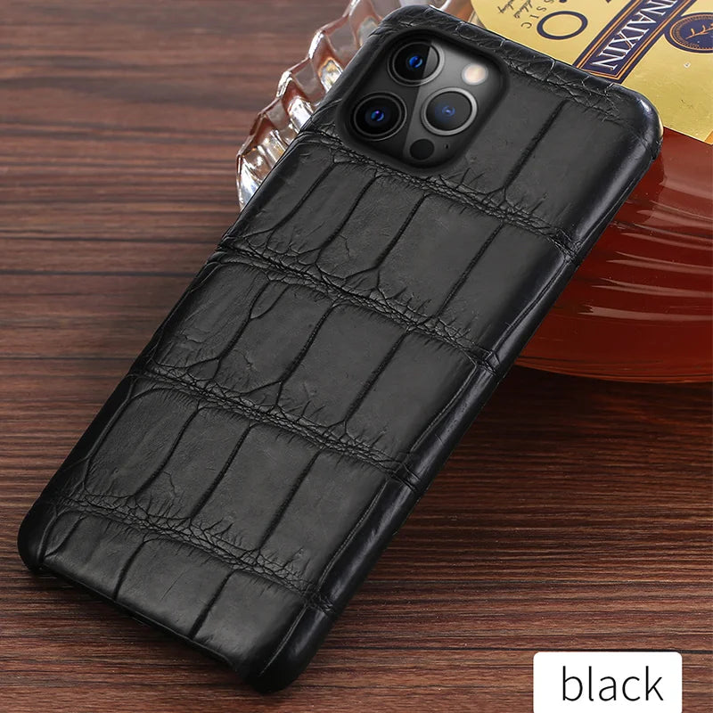 Natürliche Krokodillederhülle für iPhone 17 Pro Max