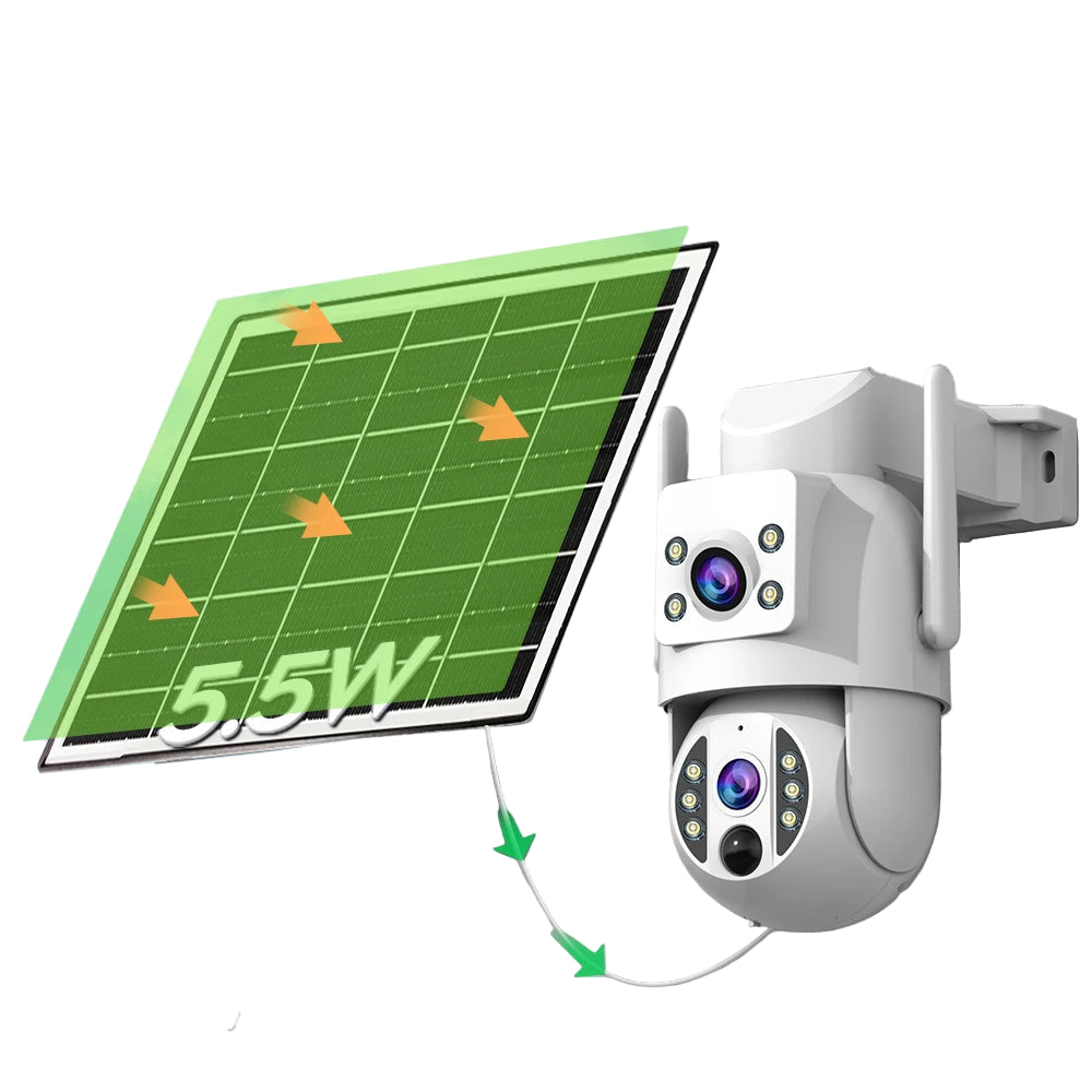 4K WiFi Solar Outdoor Camera with Dual Lens PTZ