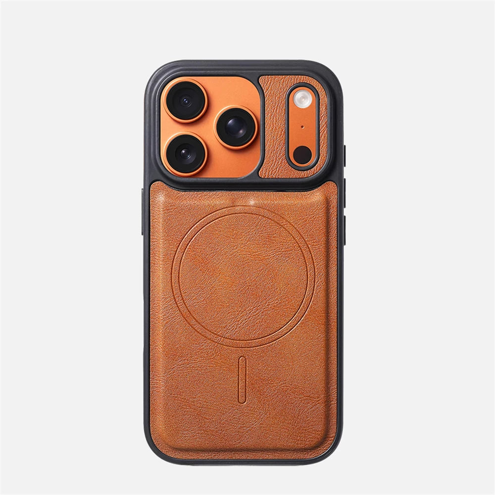 Magnetische Leder iPhone Hülle im Business Design – Stoßfest, Magsafe kompatibel & Kabelloses Laden