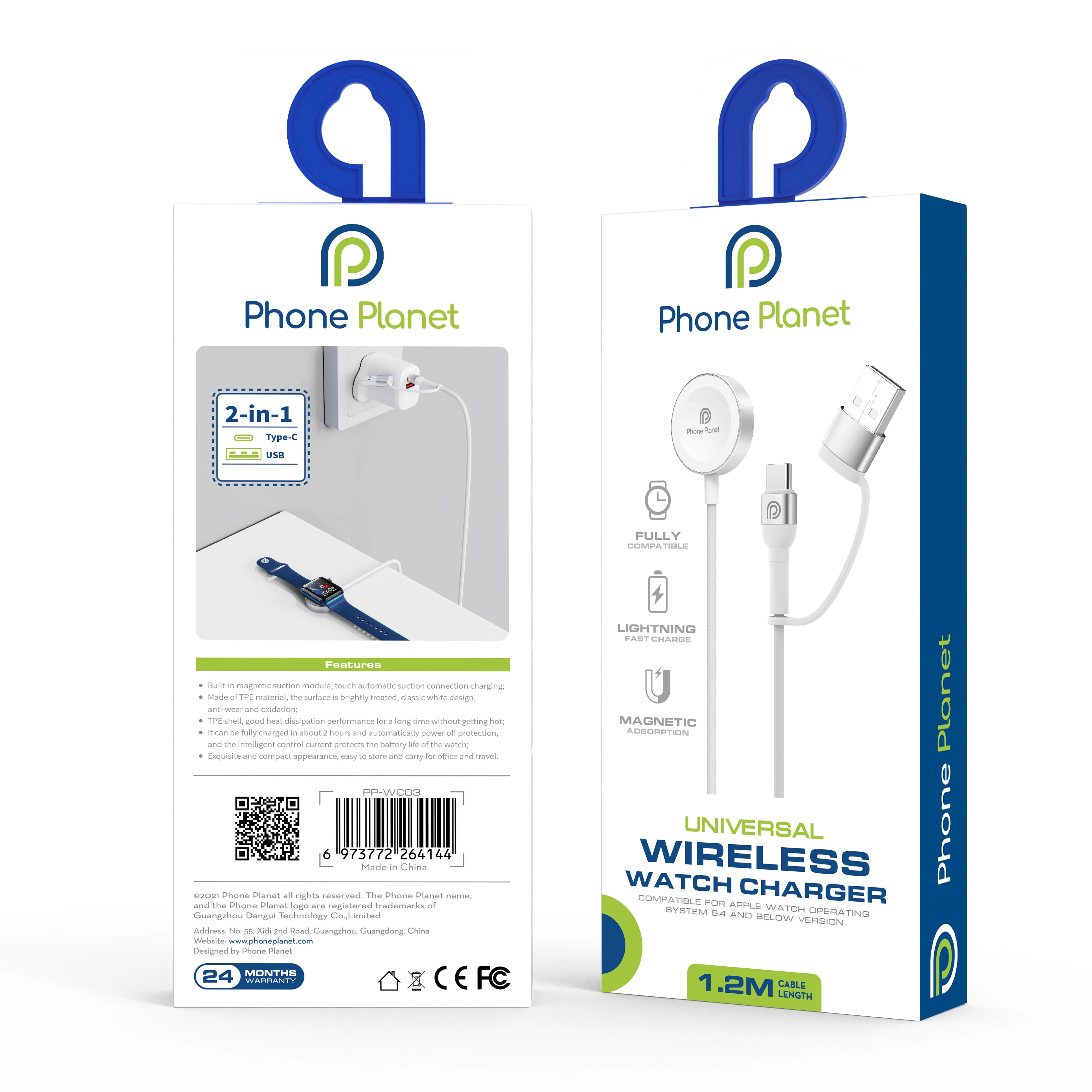 Tragbares 2-in-1 Magnetisches Uhrenladegerät