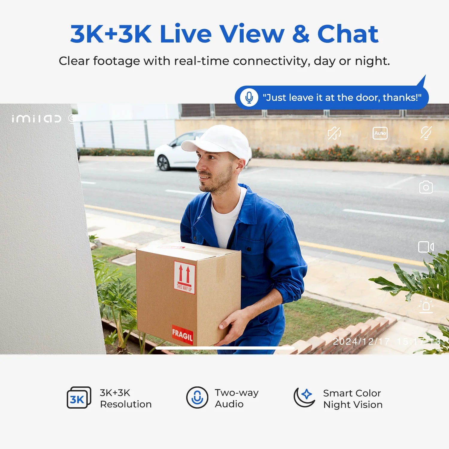 360° surveillance camera with dual lens & color night vision