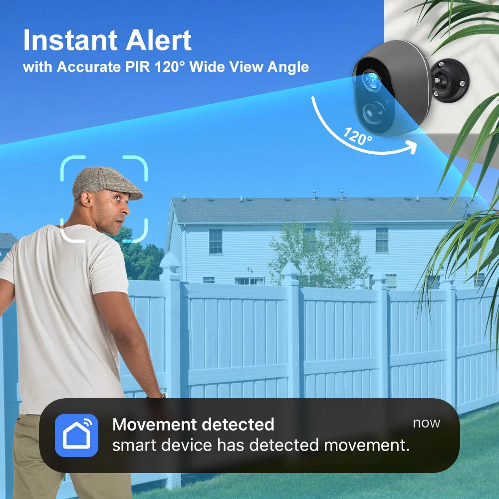 3MP WLAN Akku Kamera IP65 mit PIR & Sirene Outdoor