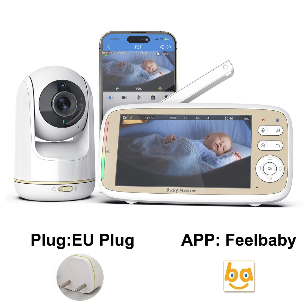 HD 1080P Babyphone mit Zwei-Wege-Audio, PTZ und Temperaturüberwachung