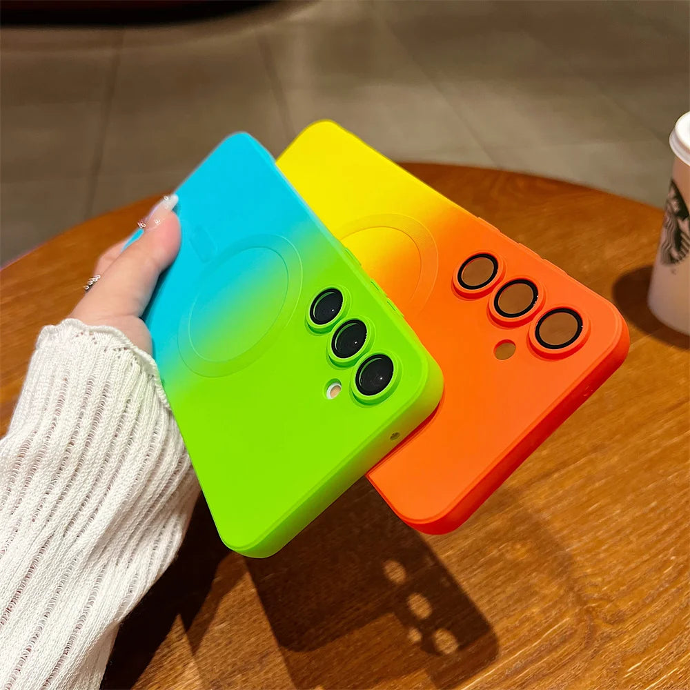 Stylish gradient case with magnet & soft silicone