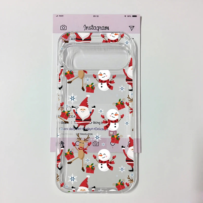 Weiche Weihnachtsmann Silikonhülle für Google Pixel 8 8 Pro 9 9 Pro 10 10 Pro transparent leicht kratzfest staubdicht