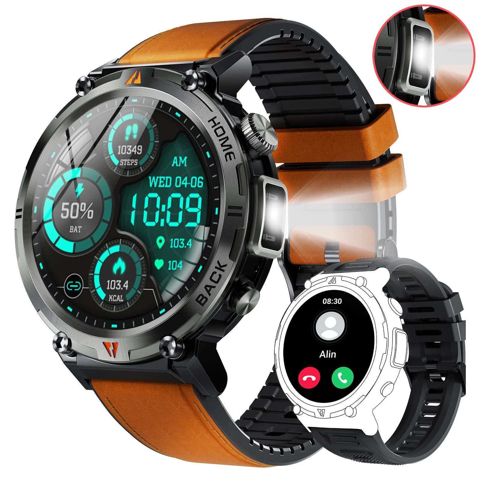Elegante Smartwatch KE3 mit 3ATM Wasserschutz und Bluetooth-Anruf