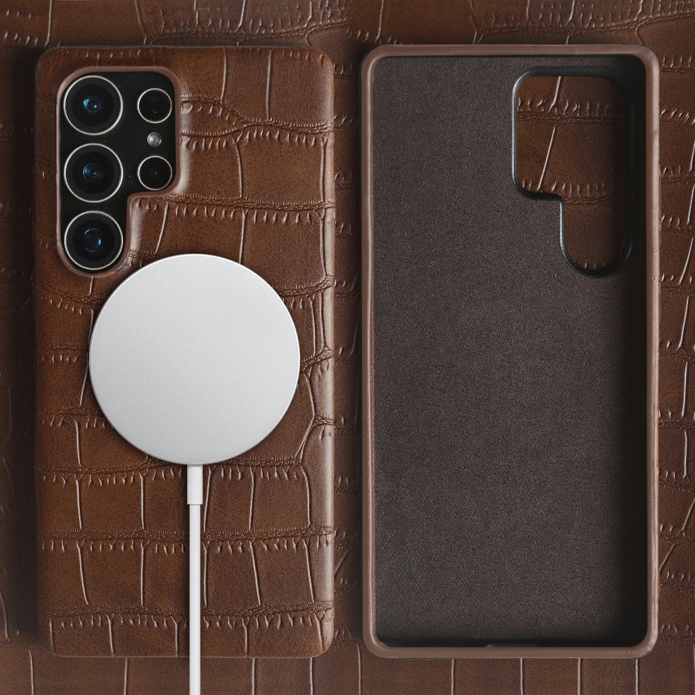 Luxus Leder Magsafe Hülle für Samsung Galaxy