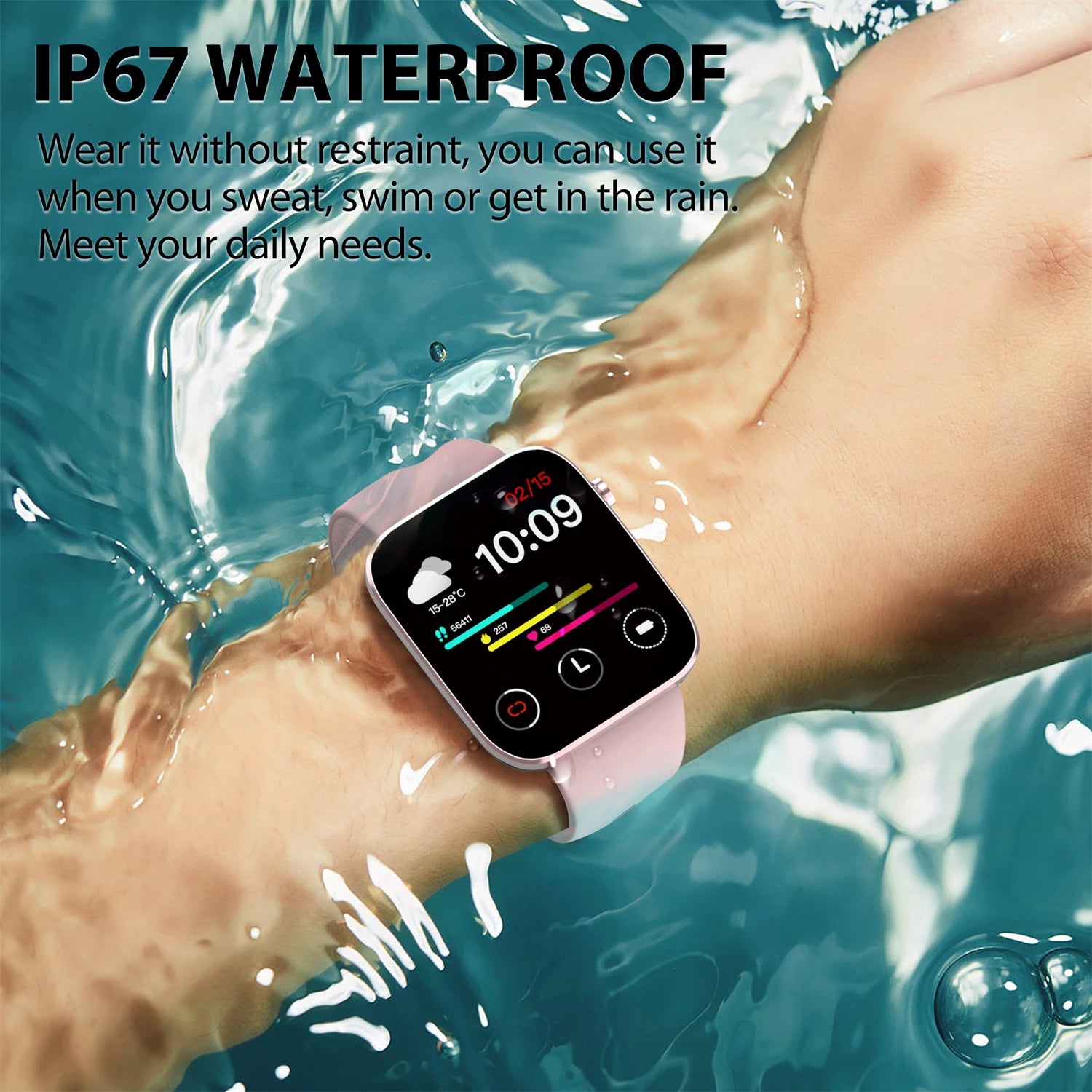 Smartwatch 1.69" Fitness Uhr mit Info & IP67 Schutz
