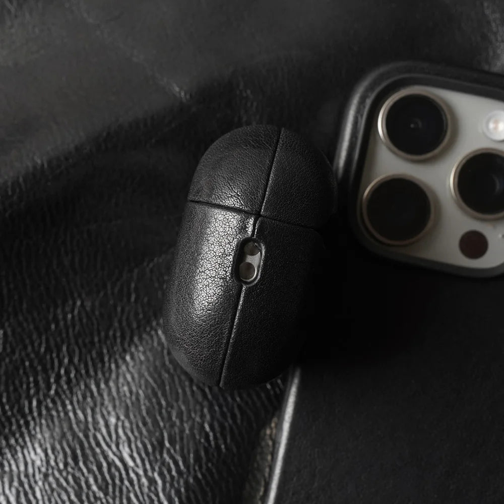 Echtleder‑Schutzhülle für AirPods Pro 3 mit Litschi‑Muster